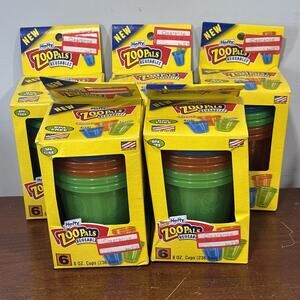 Hefty Zoo Pals reusables 8 oz cups cheetah fish turtle 5 boxes of 6 USA BPA FREE